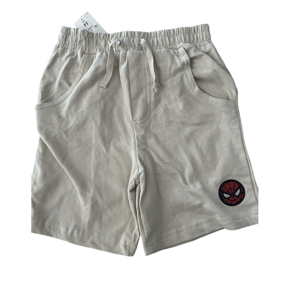 Marvel Spider-Man Boys Beige Cotton‎ Blend Shorts Size 5T NWT